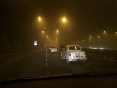 Driving to the hotel in Delhi