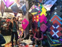 Kite (patang) vendor in the market